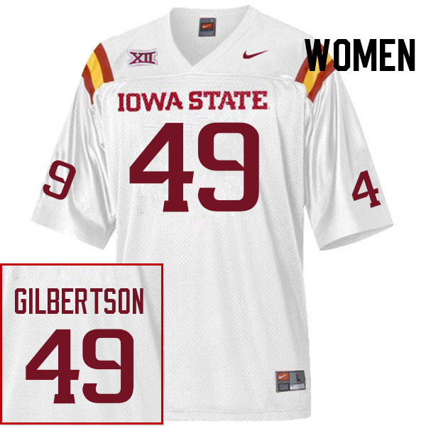 Women #49 Kade Gilbertson Iowa State Cyclones College Football Jerseys Stitched Sale-White - Click Image to Close